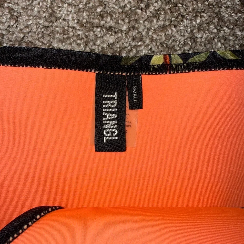 Triangl Bikini Set Womens L Top‎ S Bottom Orange Floral Neoprene Good Trim